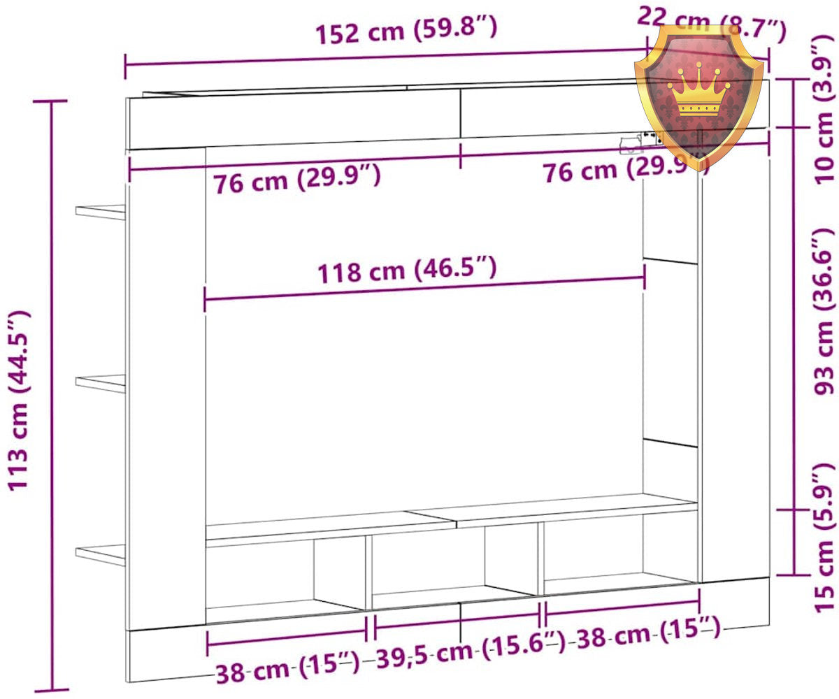 vidaXL TV kast zwart eiken 152 x 22 x 113 cm nieuw in doos