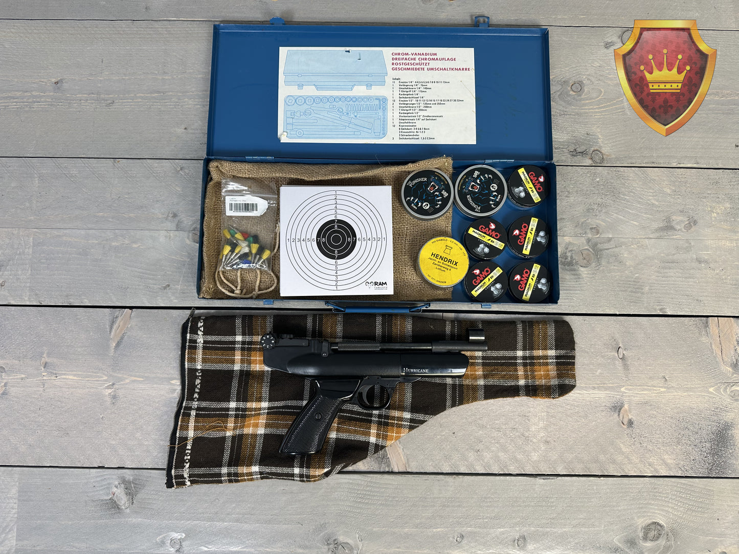 Webley hurricane 4.5mm luchtpistool inclusief pellets en doelkaartjes set