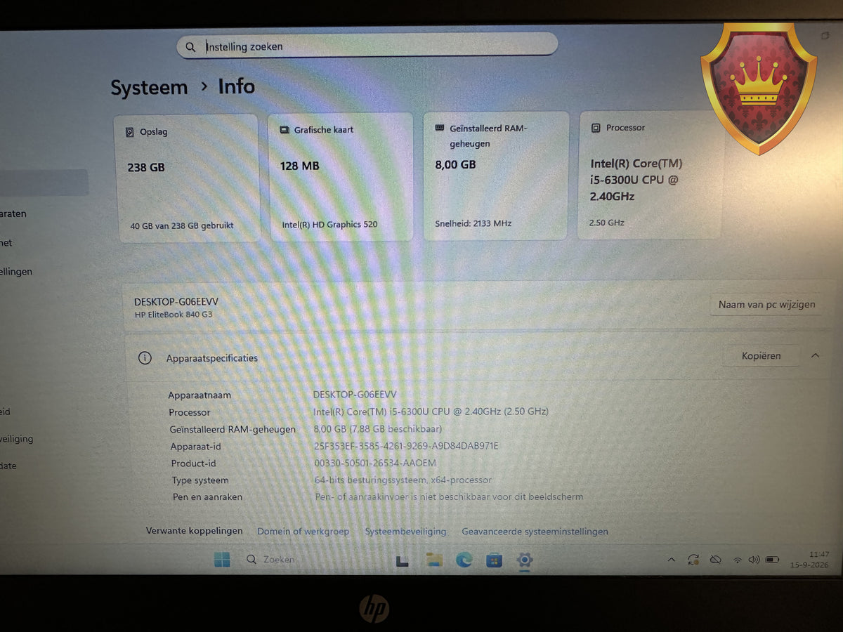 HP EliteBook 840 G3 i5-6300U 8GB 256GB