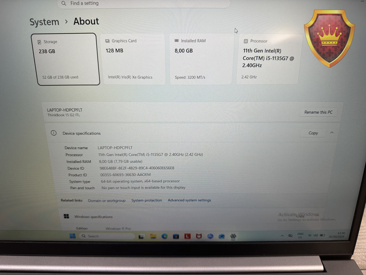 Lenovo ThinkBook 15 G2 ITL i5 8GB 256GB