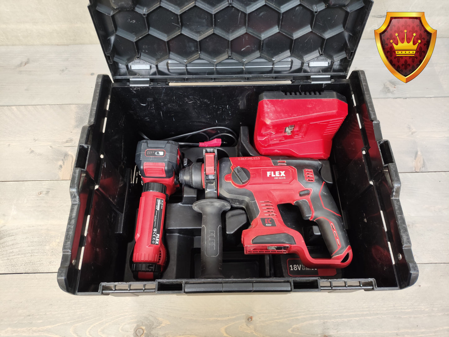 Flex 18V klopboormachine set met LED-werklamp accu’s en lader