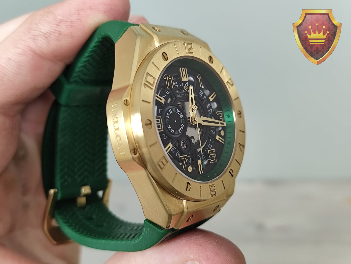Alpha Sierra Hellcat GG04 horloge groen met doos en certificaat