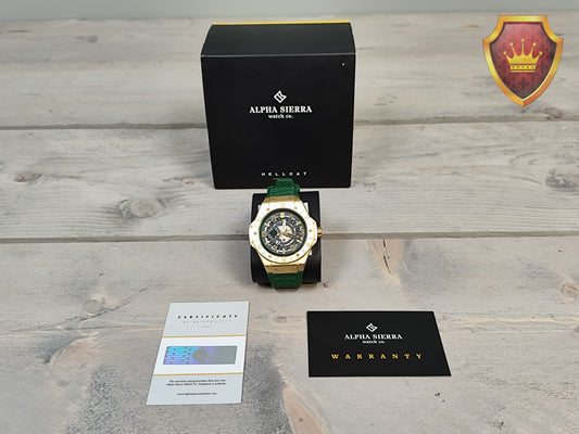 Alpha Sierra Hellcat GG04 horloge groen met doos en certificaat