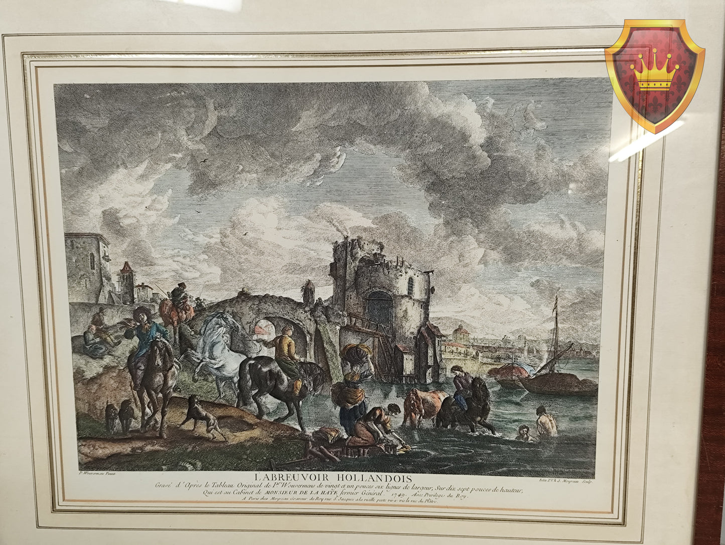 Antieke gravure L’Abreuvoir Hollandois ingelijst