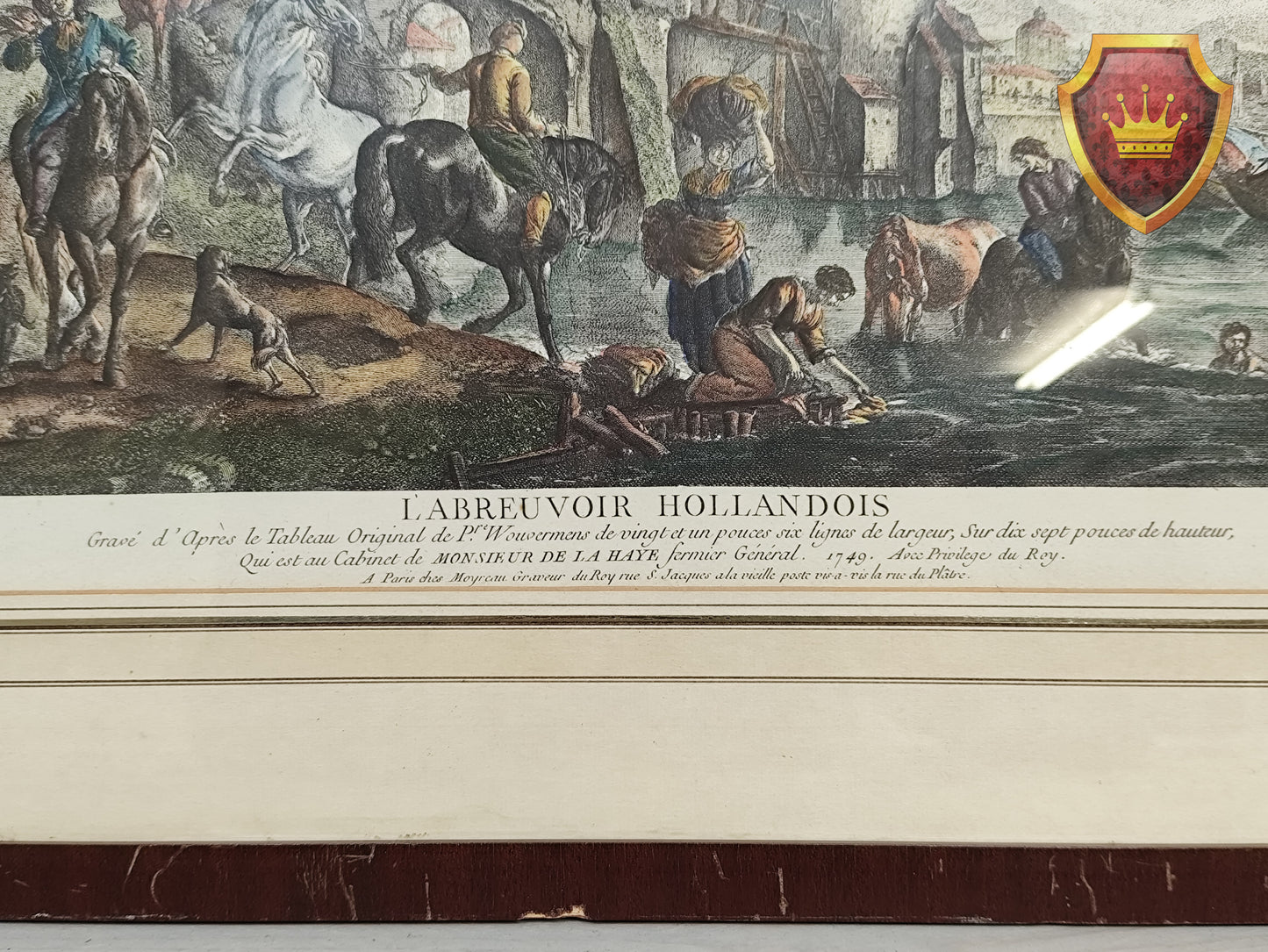 Antieke gravure L’Abreuvoir Hollandois ingelijst