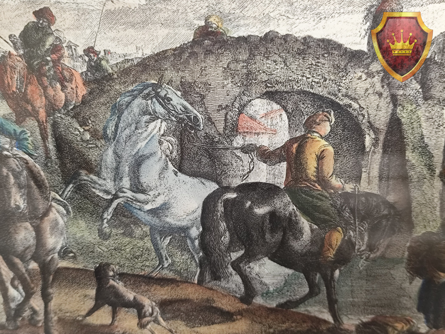 Antieke gravure L’Abreuvoir Hollandois ingelijst