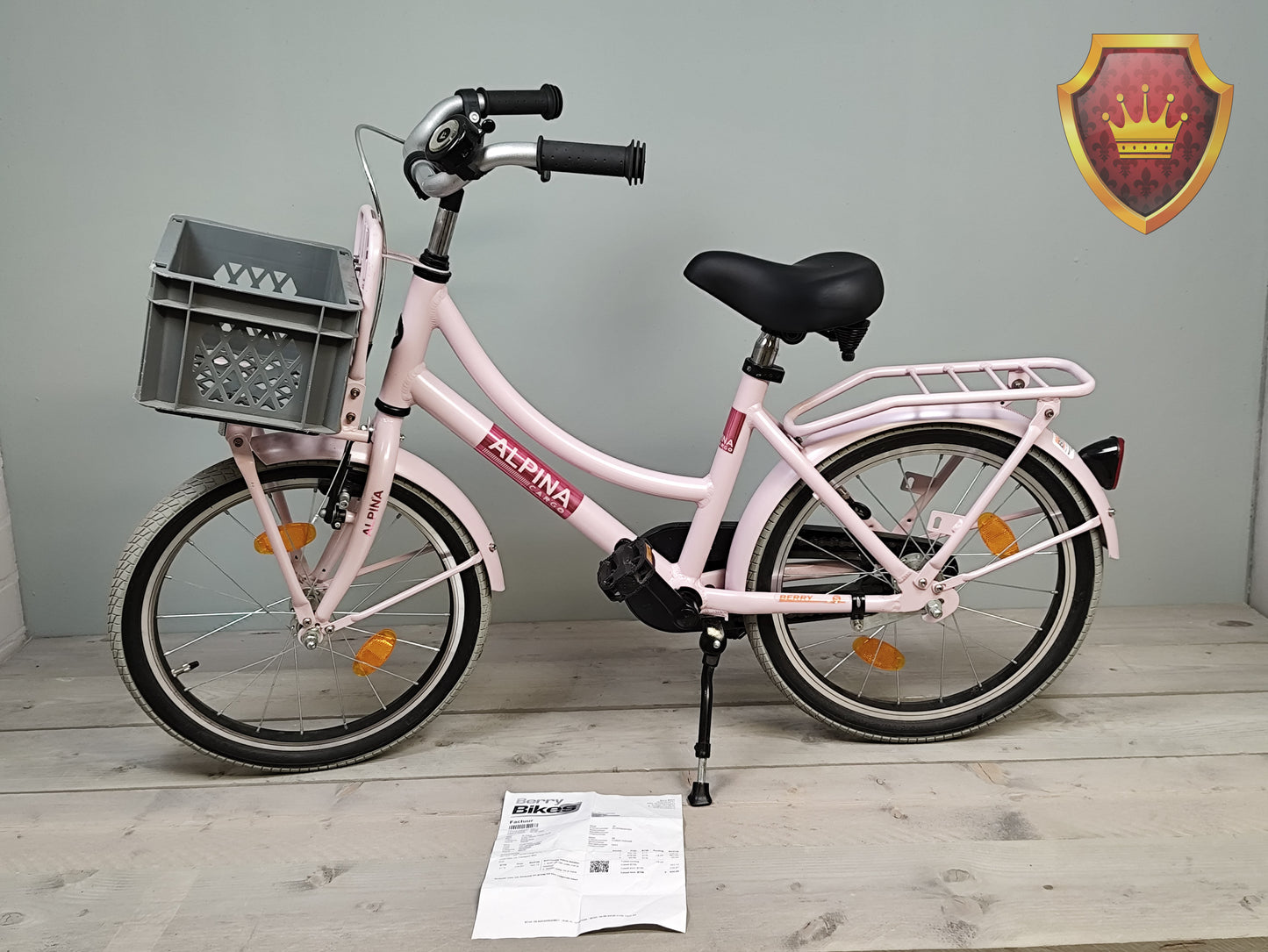 Alpina Cargo M18 kinderfiets roze met voordrager