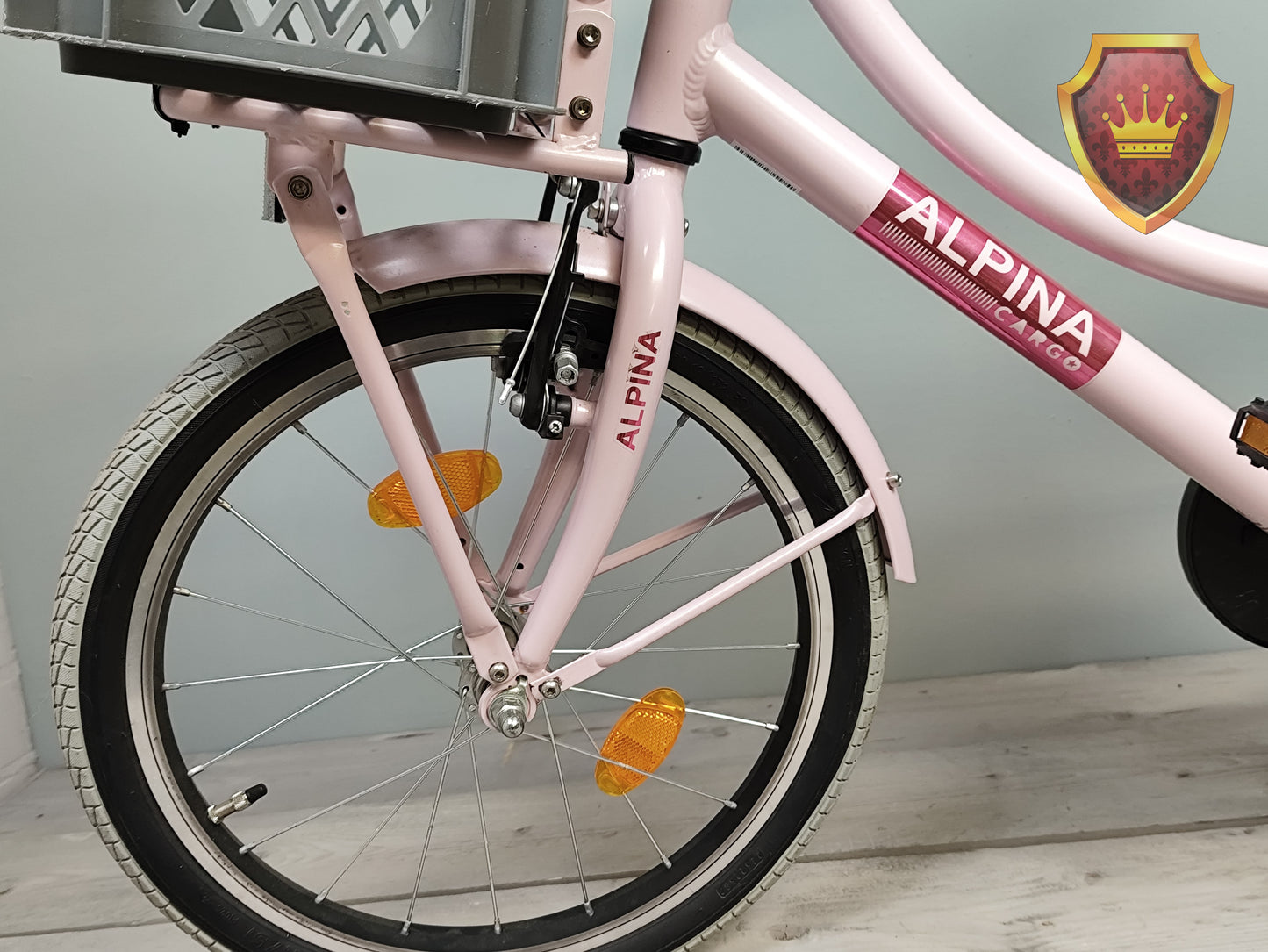 Alpina Cargo M18 kinderfiets roze met voordrager