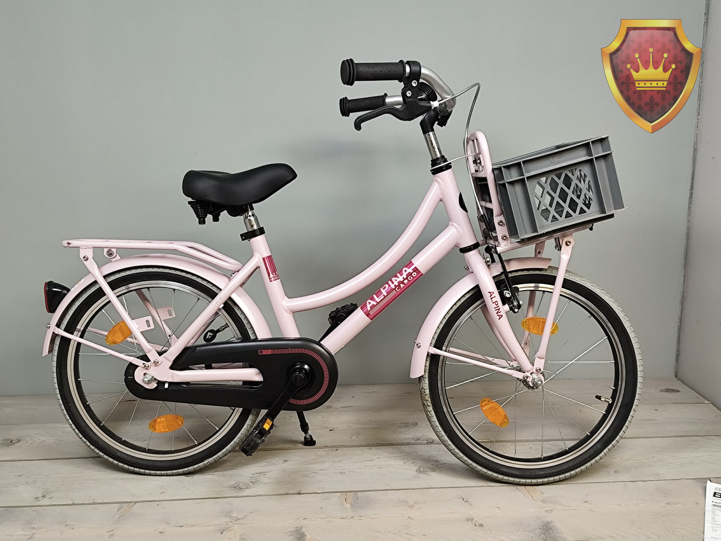 Alpina Cargo M18 kinderfiets roze met voordrager