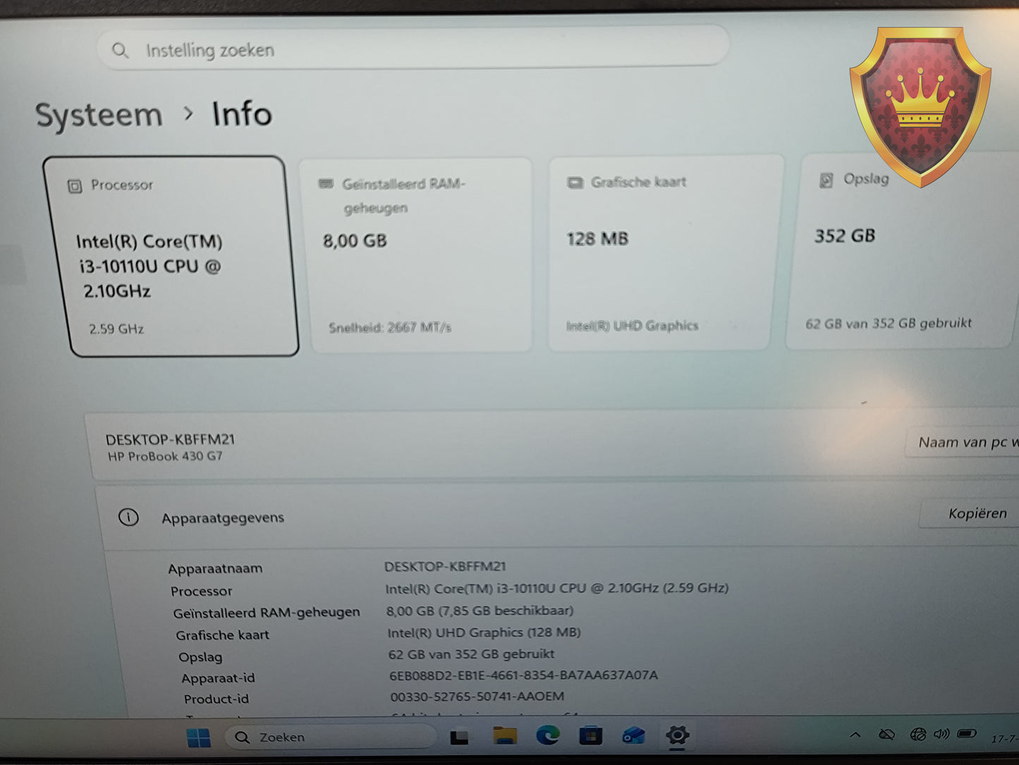 HP ProBook 430 G7 i3-10110U 8GB 384GB SSD