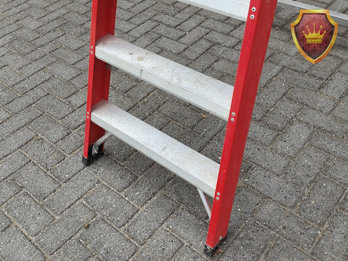 Professionele Dubbele Trapladder 2x8 Treden Rood