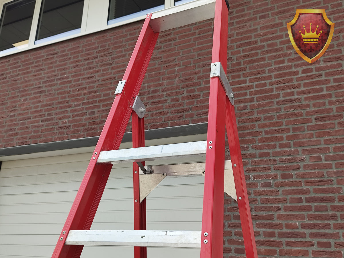 Professionele Dubbele Trapladder 2x8 Treden Rood