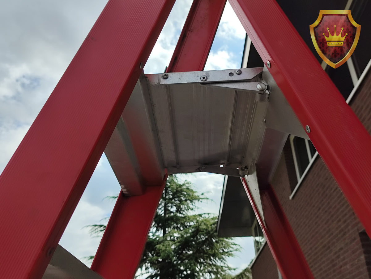 Professionele Dubbele Trapladder 2x8 Treden Rood